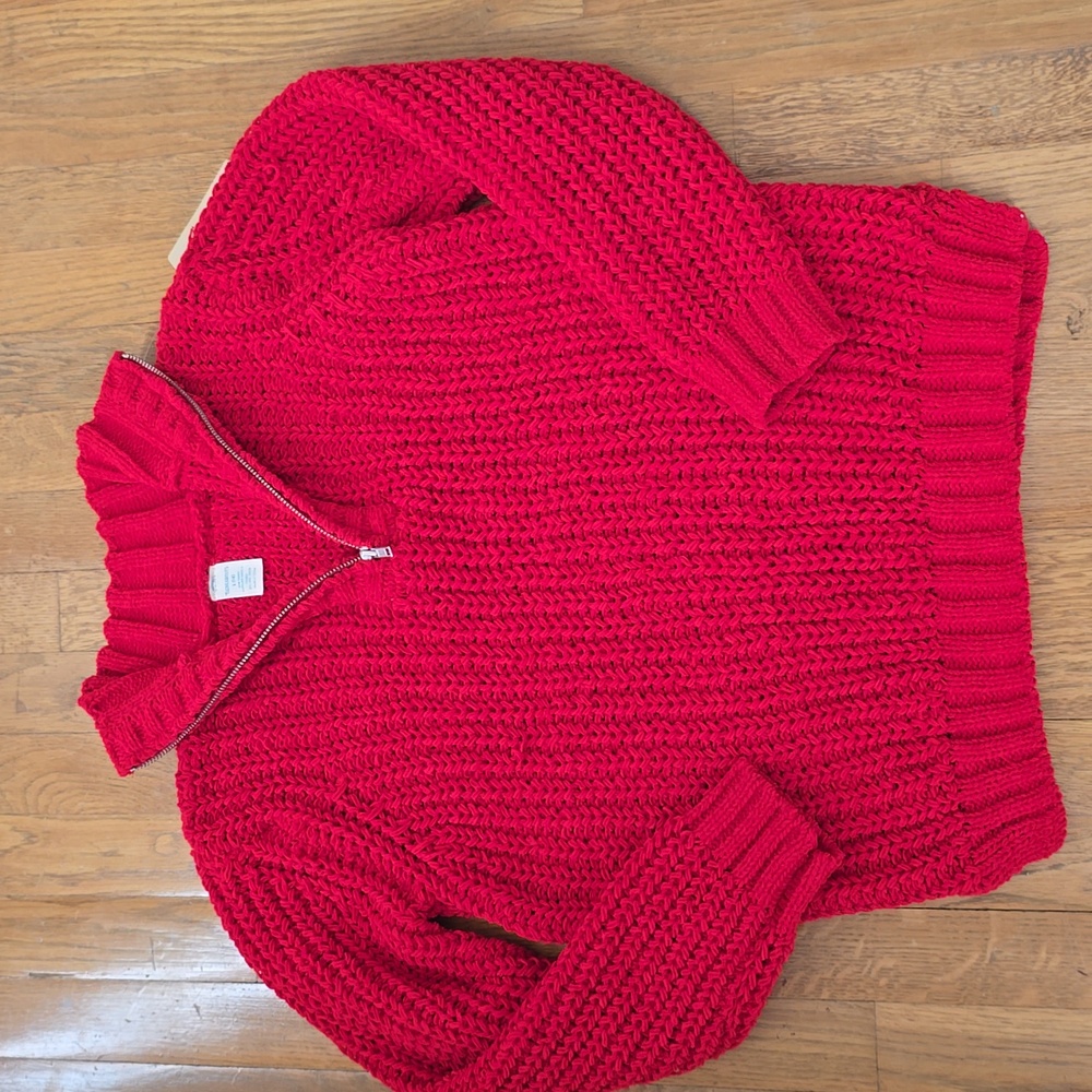 THEREABOUTS BRAND GIRLS RED QUARTER ZIP SWEATER SIZE LARGE 14